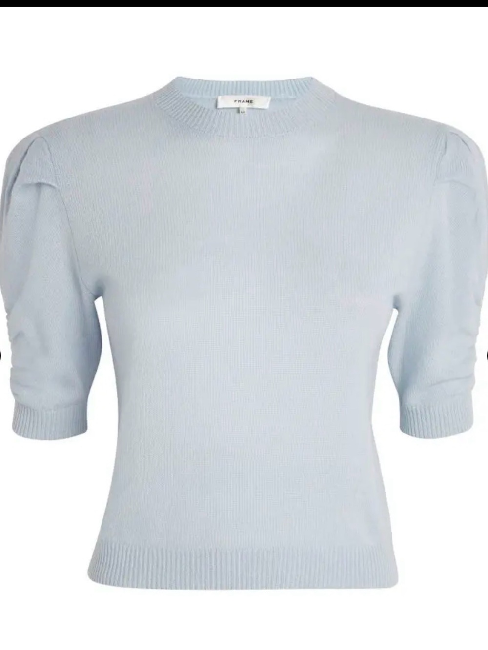 Frame Denim Pale Blue Puff Sleeve Knit Tee - Picture 3 of 3